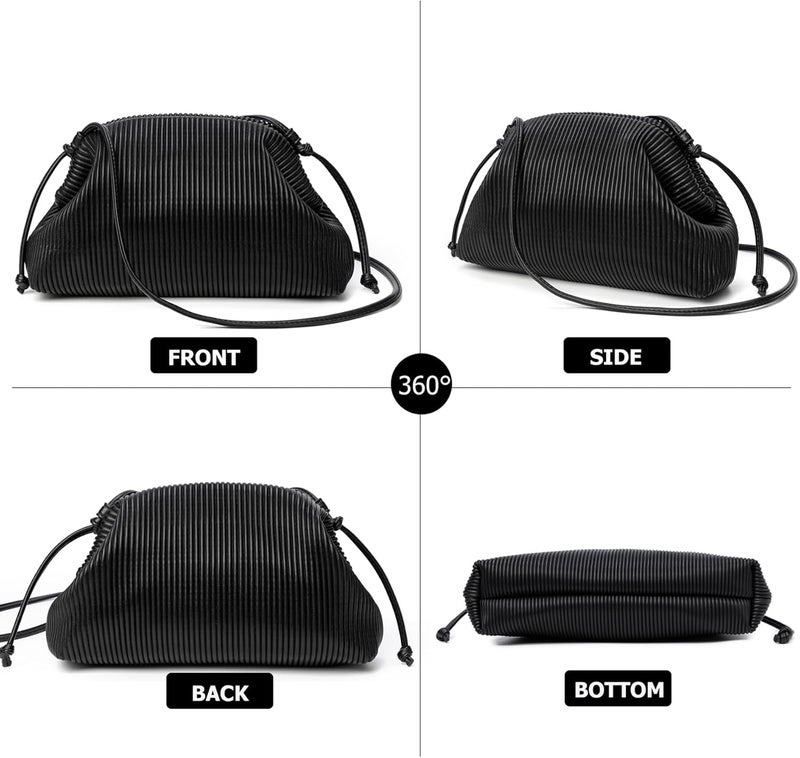KingTo Store Clutch Purses for Women, Soft Cloud Bag Fashion Dumpling with Ruched Pouch Handbag for Crossbody Shoulder - Image 2